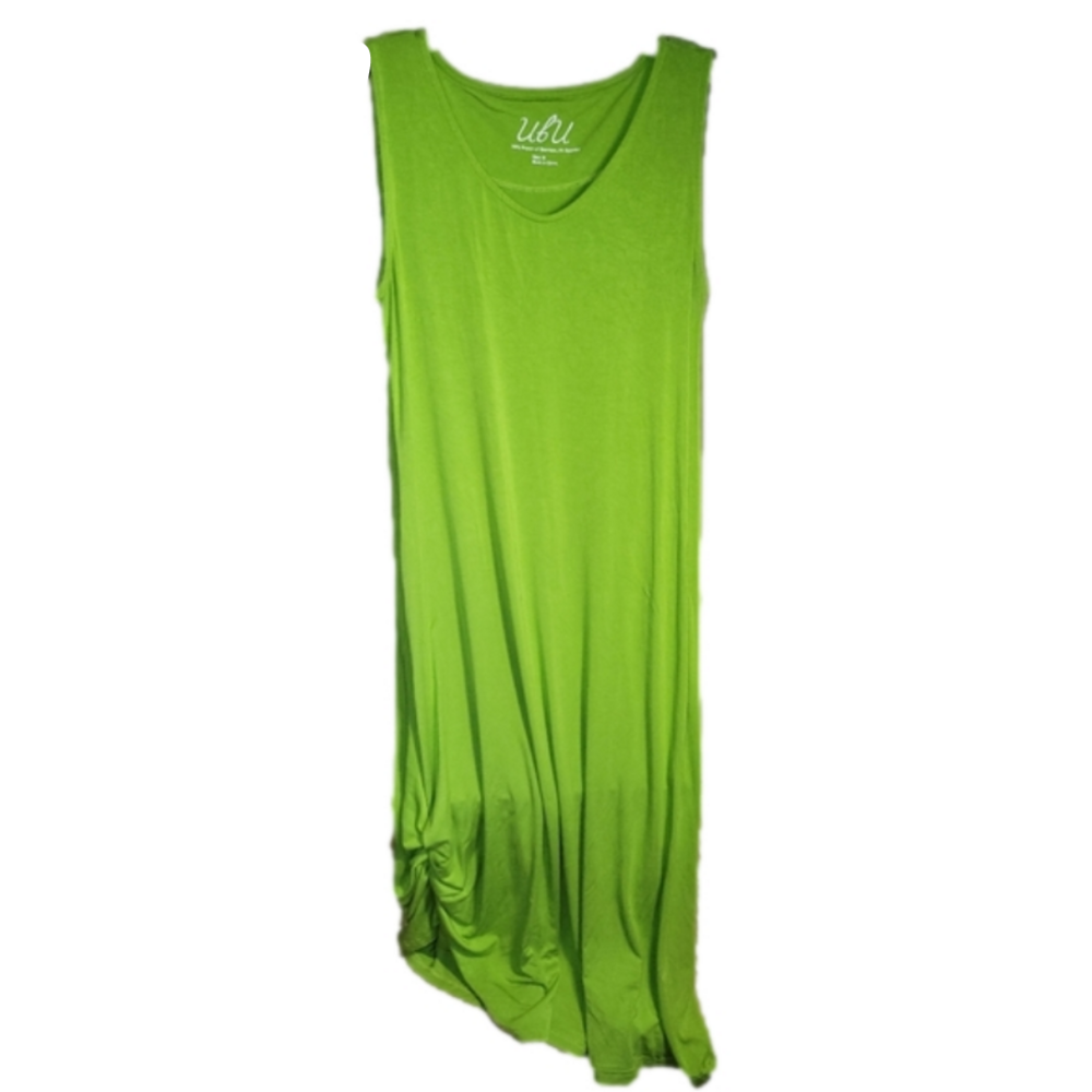 Ubu bamboo length adjustable tropical green sleeveless dress Medium